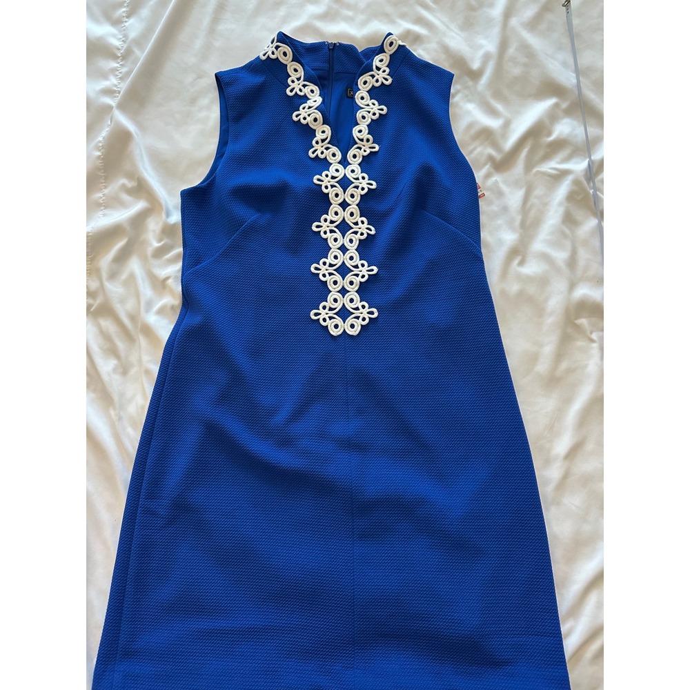 Jessica Howard Royal Blue Soutache Trim Sleeveless Shift Dress Womens 12, classy
